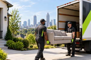 ClearSpace junk removal crew carrying a sofa to a truck in Atlanta